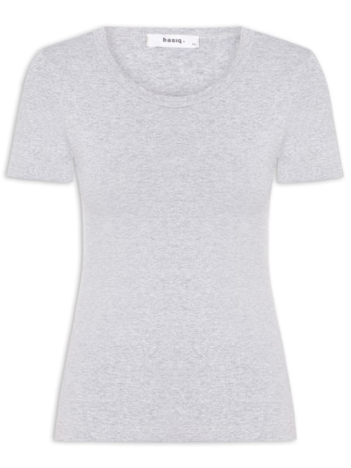 Camiseta Feminina Básica Decote Em U - Cinza Camiseta Feminina Básica Decote Em U - Cinza