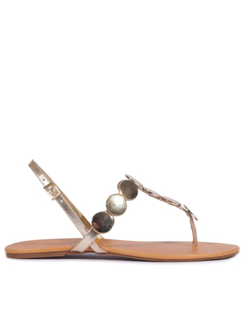Sandália Rasteira Acacia Couro Boho - Dourado Sandália Rasteira Acacia Couro Boho - Dourado