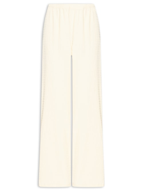 Calça Feminina Pantalona Texturizada - Amarelo