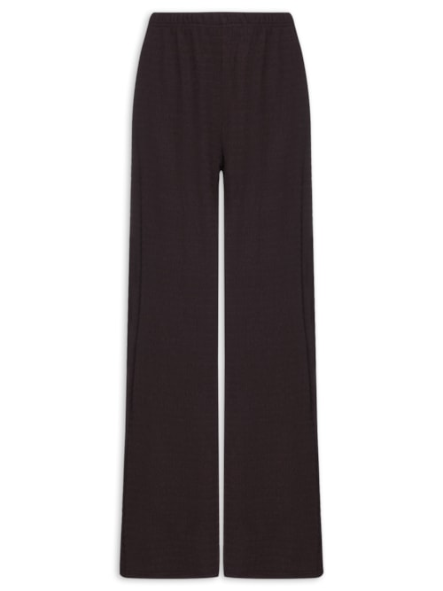 Calça Feminina Pantalona Texturizada - Marrom