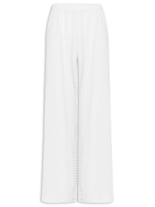 Calça Feminina Pantalona Texturizada - Branco