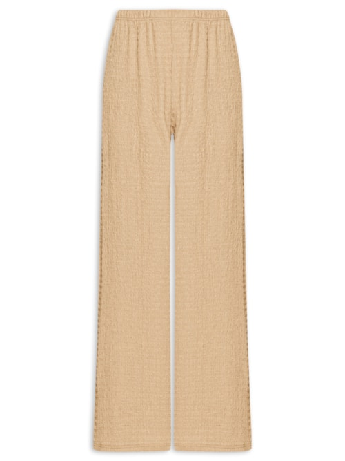 Calça Feminina Pantalona Texturizada - Bege