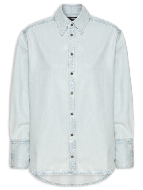 Camisa Feminina Jeans Over - Azul