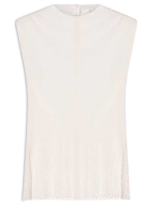 Blusa Feminina Raglan Gola Plisse - Off White Blusa Feminina Raglan Gola Plisse - Off White