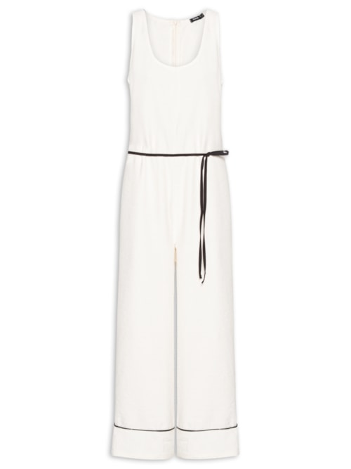 Macacão Feminino Básico Texturizado - Off White Macacão Feminino Básico Texturizado - Off White