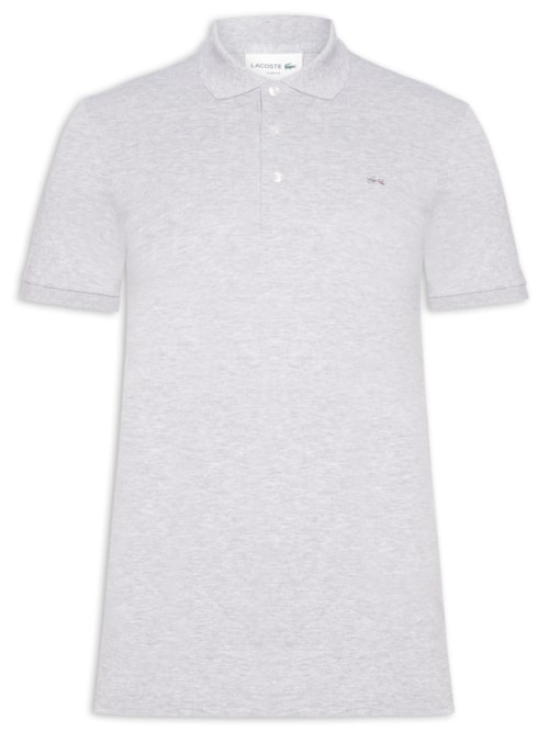 Polo Masculina Slim Fit Em Mini Piquet Stretch - Cinza