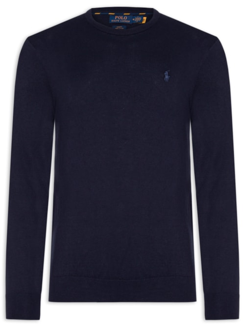 Suéter Masculino Slim Fit Crewneck Pima Cotton - Azul