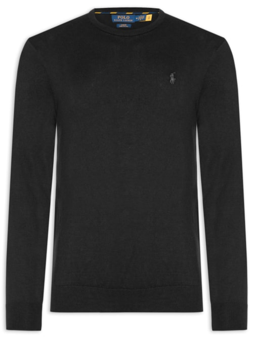 Suéter Masculino Slim Fit Crewneck Pima Cotton - Preto