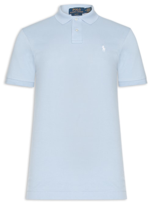 Polo Masculina Custom Slim Fit Knit Mesh - Azul Polo Masculina Custom Slim Fit Knit Mesh - Azul