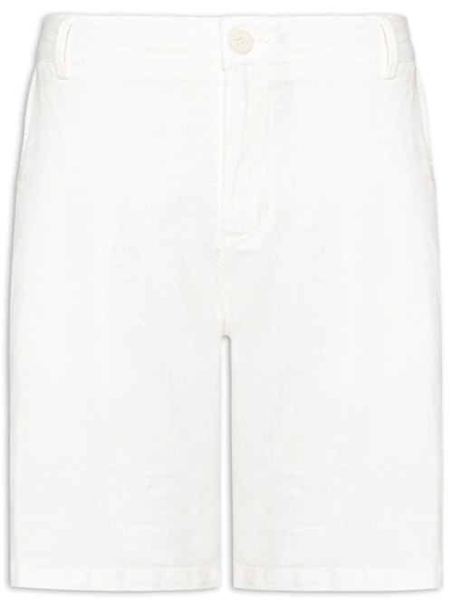 Bermuda Masculina Alfaiataria Basic Linen - Branco