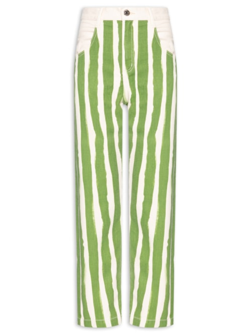 Calça Feminina Sarja Nipper Estampa Listras - Verde