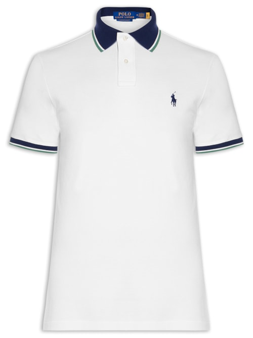 Camisa Polo Masculina Knit Custom Slim Fit Mesh - Branco Camisa Polo Masculina Knit Custom Slim Fit Mesh - Branco