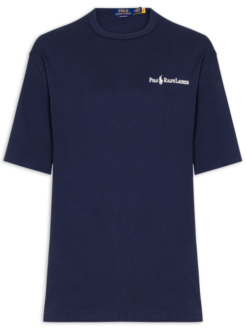 Camiseta Masculina Jersey Relaxed-Fit Chest Logo - Azul