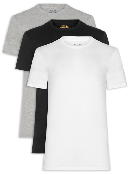 Kit de Camisetas Masculinas Crewneck 3-Pack Cotton - Branco