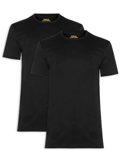 Kit de Camisetas Masculinas 2 Peças Classic Crewneck Undershirt - Preta