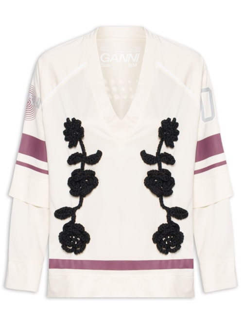 Blusa Feminina Cycora Jersey Oversized Long Sleeve - Off White