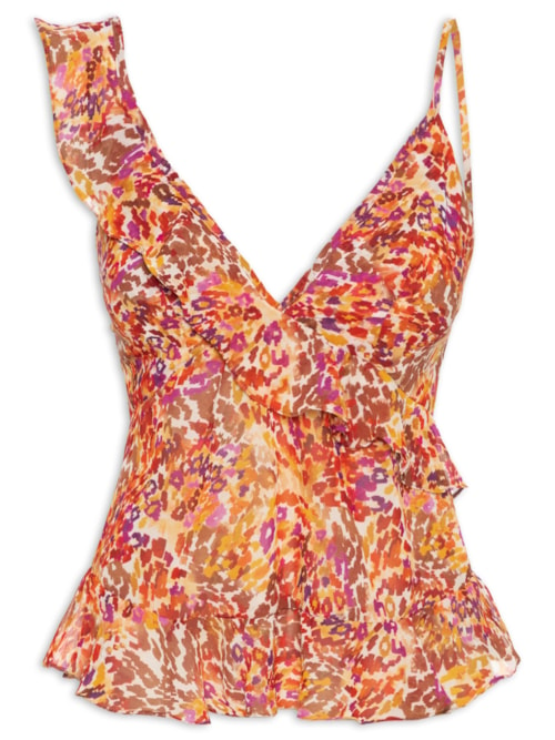 Blusa Feminina Estampa Instinto Cerâmica - Laranja