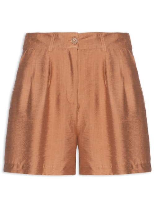 Short Feminino Com Pregas - Marrom