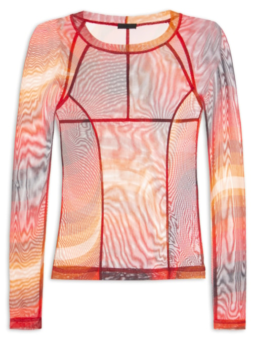 Blusa Feminina Manga Longa Tule Ipanema - Laranja