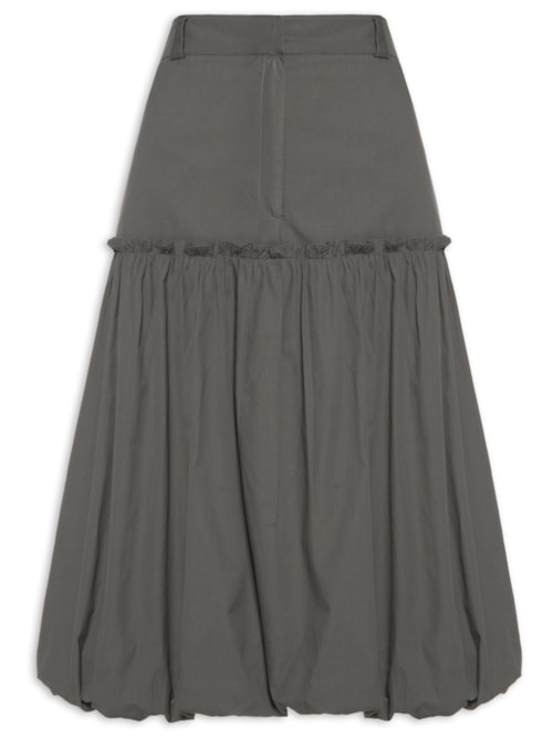 Saia De Tricoline Balone Midi - Verde Saia De Tricoline Balone Midi - Verde