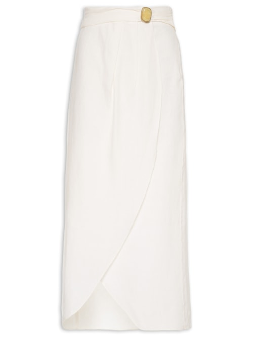 Saia Midi Linho Metal - Branco Saia Midi Linho Metal - Branco