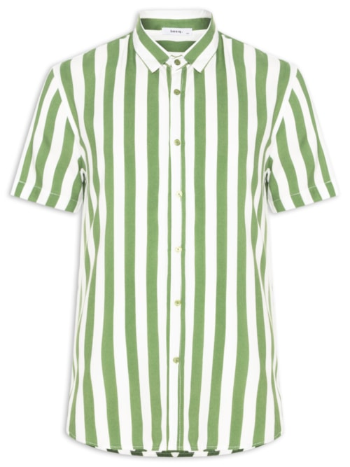Camisa Masculina Manga Curta Listrada - Verde Camisa Masculina Manga Curta Listrada - Verde