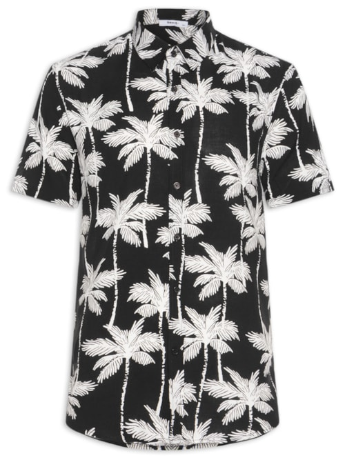 Camisa Masculina Manga Curta Coqueiro - Preto Camisa Masculina Manga Curta Coqueiro - Preto