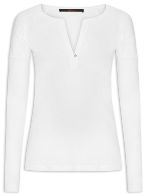 Blusa Feminina Raglan Desconstruída - Branco Blusa Feminina Raglan Desconstruída - Branco