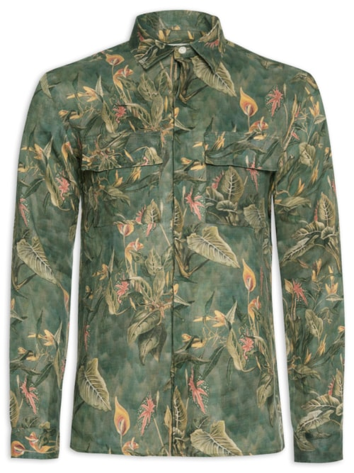 Camisa Masculina Manga Longa Puro Linho Floresta - Verde Camisa Masculina Manga Longa Puro Linho Floresta - Verde