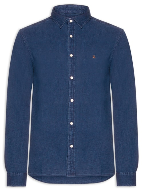 Camisa Masculina Manga Longa Piquet Indigo - Azul Camisa Masculina Manga Longa Piquet Indigo - Azul