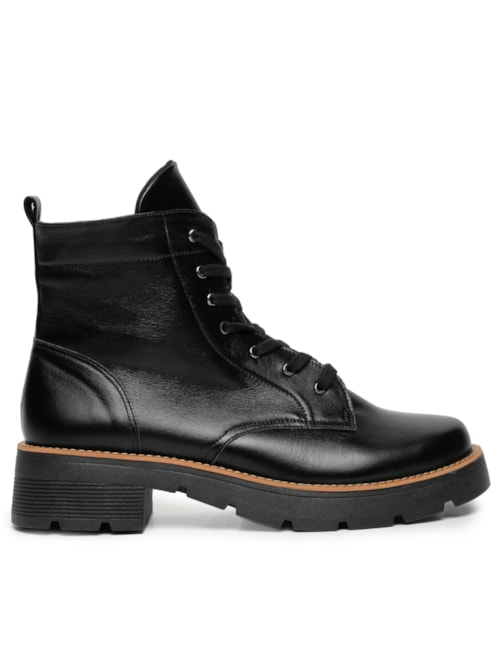 Coturno Feminino Couro Cano Baixo - Preto Coturno Feminino Couro Cano Baixo - Preto