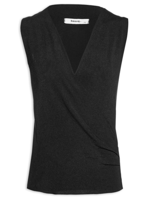 Blusa Feminina Tricot Transpassada - Preto Blusa Feminina Tricot Transpassada - Preto