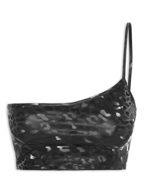 Top Carnaval Um Ombro Só Animal Print - Preto Top Carnaval Um Ombro Só Animal Print - Preto