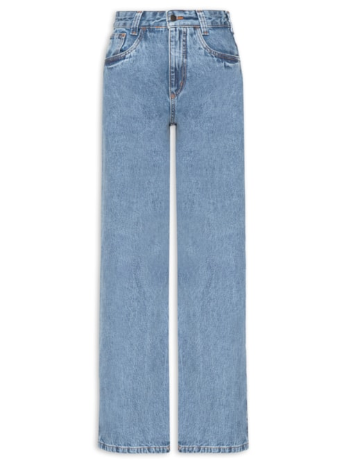 Calça Feminina Reta Jeans -Azul
