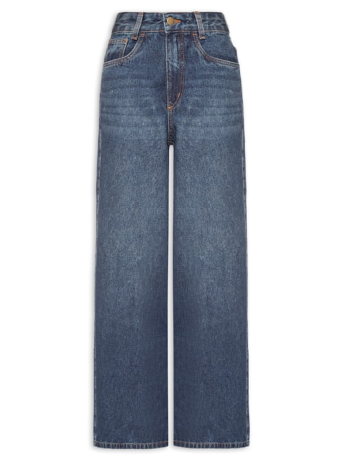Calça Feminina Wide Leg Jeans - Azul