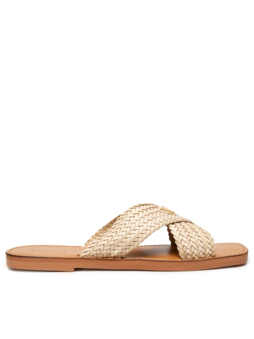 Sandália Feminina Salto Rasteiro - Branco Sandália Feminina Salto Rasteiro - Branco