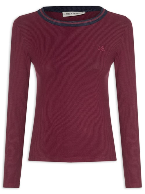 Blusa Feminina Canelada Manga Longa - Vermelho Blusa Feminina Canelada Manga Longa - Vermelho