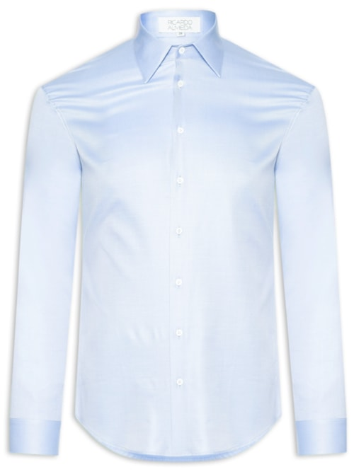 Camisa Masculina Social Lisa Tart Fio 120 Algodão - Azul Camisa Masculina Social Lisa Tart Fio 120 Algodão - Azul
