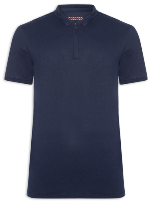 Polo Masculina Lisa Piquet Zíper Gola Estreita Algodão Pima - Azul Polo Masculina Lisa Piquet Zíper Gola Estreita Algodão Pima - Azul