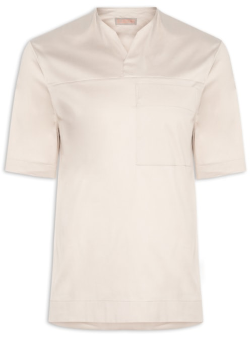 Camiseta Masculina Larstr Pala Bolso Tricoline - Bege Camiseta Masculina Larstr Pala Bolso Tricoline - Bege