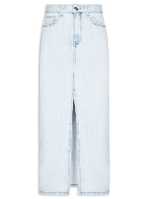 Saia Jeans Midi Com Fenda - Azul Saia Jeans Midi Com Fenda - Azul
