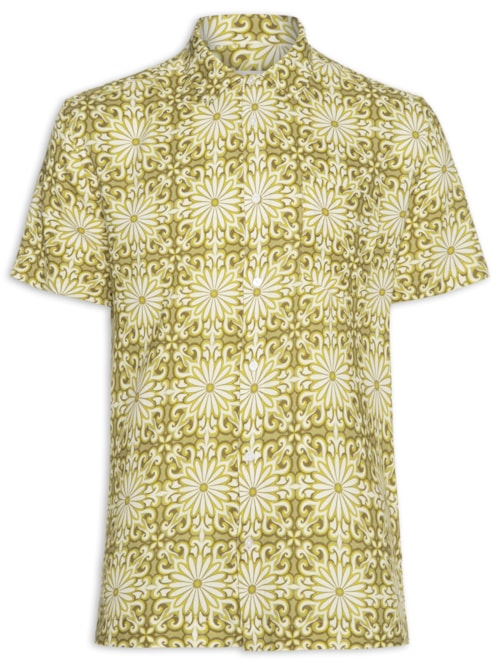 Camisa Masculina Manga Curta Garden Tile - Amarelo Camisa Masculina Manga Curta Garden Tile - Amarelo