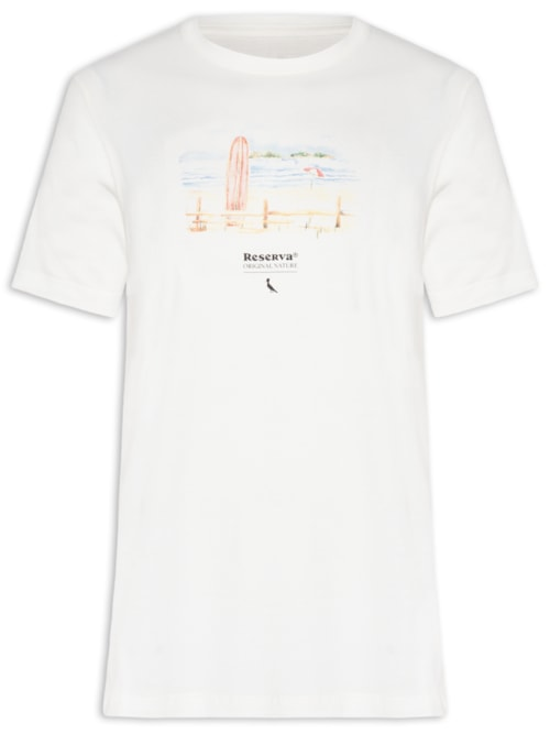 Camiseta Masculina Manga Curta Deu Praia - Branco Camiseta Masculina Manga Curta Deu Praia - Branco