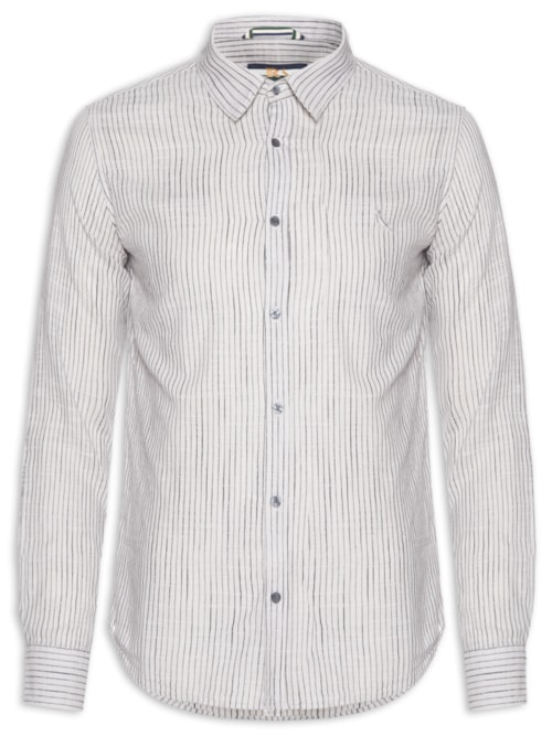 Camisa Masculina Manga Longa Listras James - Cinza Camisa Masculina Manga Longa Listras James - Cinza