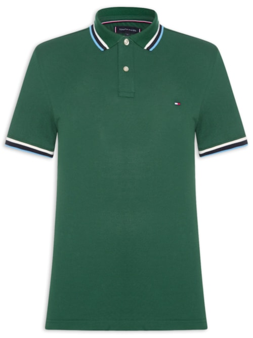 Polo Masculina Slim Fit Com Friso - Verde Polo Masculina Slim Fit Com Friso - Verde