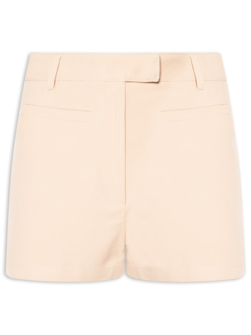 Short Feminino Cintura Alta Em Crepe - Bege