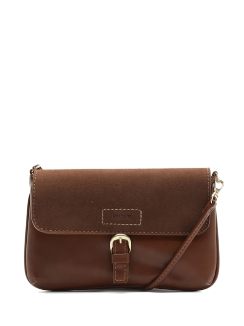 Bolsa Feminina Tiracolo Pequena Fivela Frontal - Marrom Bolsa Feminina Tiracolo Pequena Fivela Frontal - Marrom