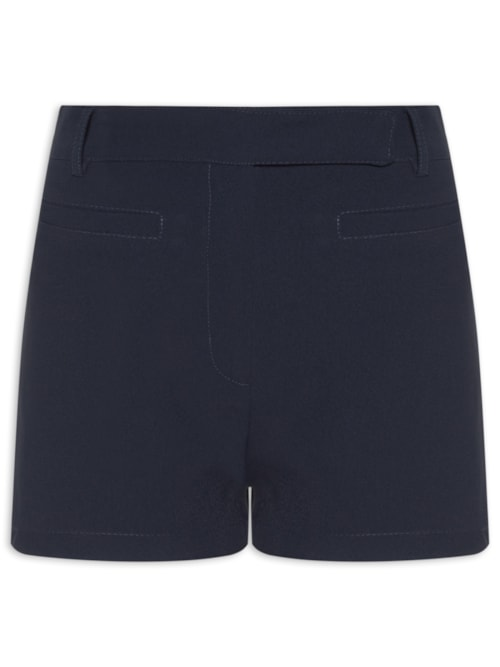 Short Feminino Cintura Alta Em Crepe - Azul Short Feminino Cintura Alta Em Crepe - Azul