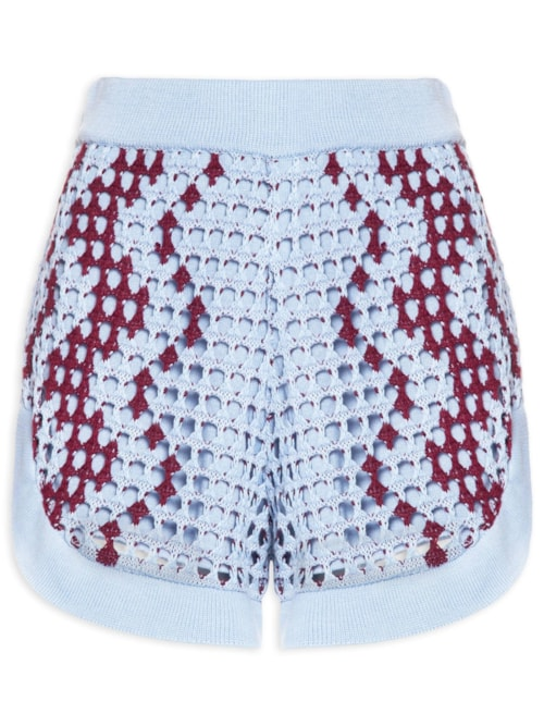 Short Feminino Tricot Listra Ondas - Azul