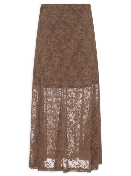 Saia Midi Em Renda - Marrom Saia Midi Em Renda - Marrom